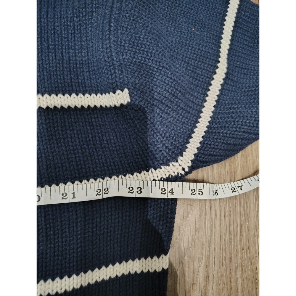 Quince 100% Organic Cotton Striped Crew Sweater Navy Blue Women's M Medium - Picture 6 of 7